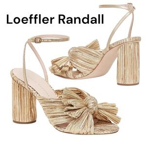 Loeffler Randall Camellia Knotted Lamé Sandals Gold casual wedding party style